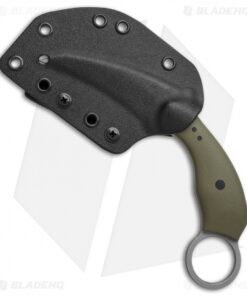 Alternative view of Ryan W Knives UTrap Karambit Fixed Blade Knife OD Green G-10 (3.2" Acid Wash)