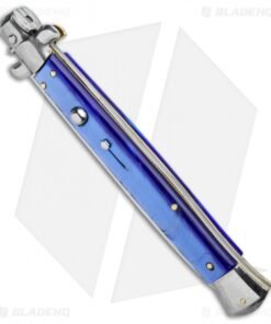 Alternative view of SKM 13" Italian Stiletto Automatic Knife Blue Pearlex (5.7" Satin Flat)