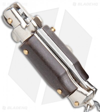 SKM 2.75" Keychain Stiletto Automatic Knife Brown (1.2" Satin Flat) - Image 3