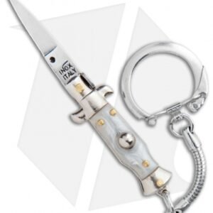 SKM 2.75" Keychain Stiletto Automatic Knife Gray (1.2" Satin Flat)