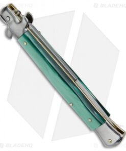 Alternative view of SKM AB 11" Italian Stiletto Automatic Knife Green Pearlex (5" Satin Bayonet)