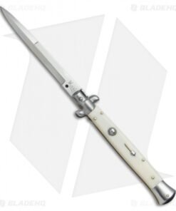 SKM AB 11" Italian Stiletto Automatic Knife Sim Bone (5" Satin Bayonet)