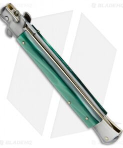 Alternative view of SKM AB 11" Italian Stiletto Automatic Knife Green Pearlex (5" Satin Dagger)