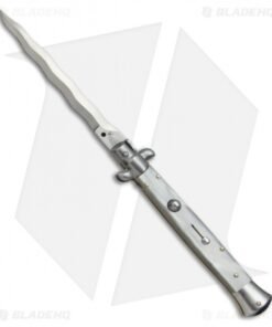 SKM AB 11" Italian Stiletto Automatic Knife Gray Pearlex (5" Satin Kriss)