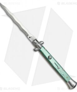 SKM AB 11" Italian Stiletto Automatic Knife Green Pearlex (5" Satin Kriss)