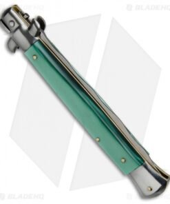 Alternative view of SKM AB 11" Italian Stiletto Automatic Knife Green Pearlex (5" Satin Kriss)