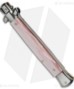 Alternative view of SKM AB 11" Italian Stiletto Automatic Knife Pink Pearlex (5" Satin Kriss)