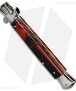 Alternative view of SKM AB 11" Italian Stiletto Automatic Knife Red Swirl (5" Satin Kriss)