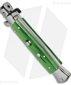 Alternative view of SKM AB 9" Italian Stiletto Automatic Knife Green Acrylic (3.8" Satin Kris)