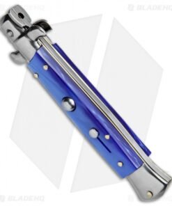 Alternative view of SKM AB 9" Italian Stiletto Automatic Knife Blue Pearlex (3.8" Satin Kris)