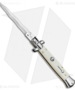 SKM AB 9" Italian Stiletto Automatic Knife Sim Ivory (3.8" Satin Kris)