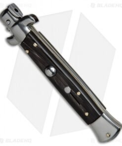 Alternative view of SKM AB 9" Italian Stiletto Automatic Knife Dark Horn (3.8" Satin Dagger)
