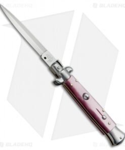 SKM AB 9" Italian Stiletto Automatic Knife Purple Pearlex (3.8" Satin Dagger)
