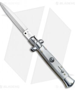 SKM AB 11" Italian Stiletto Automatic Knife Gray Pearlex (5" Satin Dagger)