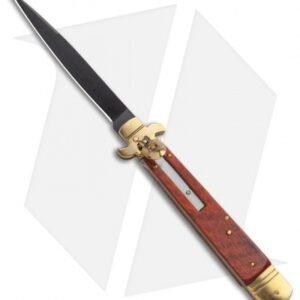 SKM 9.75" Slimline Leverlock Automatic Knife Rosewood (4.25" Black)