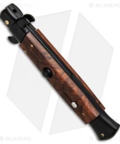 Alternative view of SKM 9" Italian Stiletto Automatic Knife Sim Briar Wood (3.8" Black Bayonet)