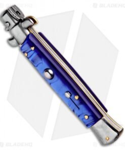 Alternative view of SKM 9" Italian Stiletto Bayonet Automatic Knife Blue Acrylic (4" Satin)