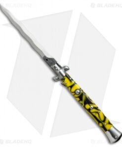 SKM AB 11" Italian Stiletto Automatic Knife Killer Bee Acrylic (5" Satin Kriss)