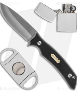 Schrade Uncle Henry 3 Piece Fixed Blade Knife & Cigar Cutter & Lighter - Black