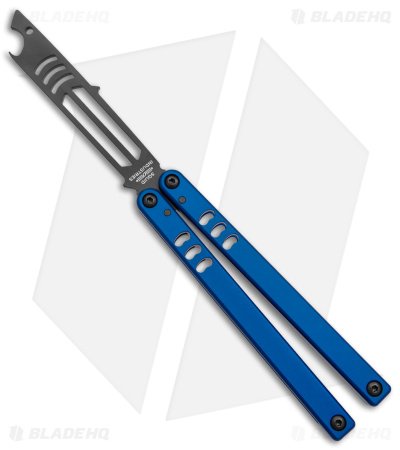 Squid Industries Mako V4.5 Bottle Opener Balisong Trainer Blue (4.3" Black)