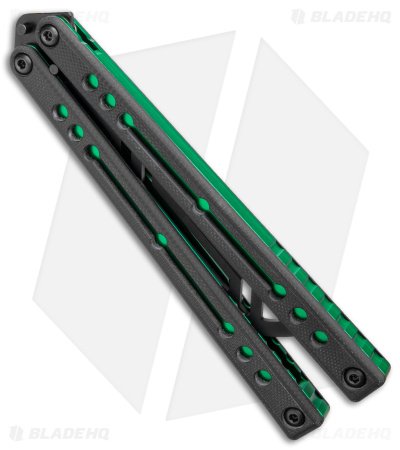 Squid Industries Nautilus Butterfly Balisong Trainer Inked Green Al (4.5" Black) - Image 2