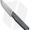 Stedemon ZKC-B02 Liner Lock Knife Gray Titanium/ Blue Ti (3.5" Satin)