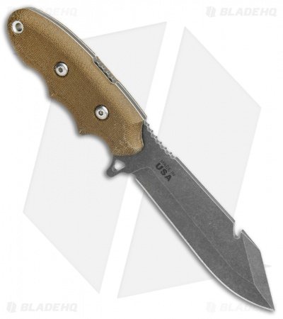 TOPS Knives Backpacker's Bowie Fixed Blade Green Canvas Micarta (4.5" Tumbled) - Image 2