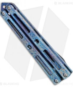 Alternative view of VMX Vallotton/Maverick Custom Balisong Knife Tesla Ti (4.25" Blued Damascus)