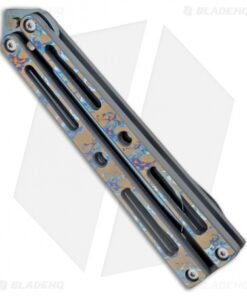 Alternative view of VMX Vallotton/Maverick Custom Balisong Knife Vulcan Ti (4.25" Blued Damascus)