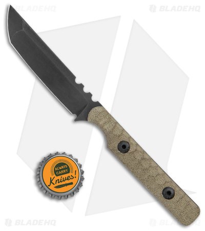 Wachtman Custom Pocket Samurai Fixed Blade Knife Green Micarta (3.2" Black) - Image 4