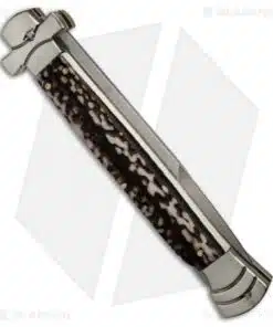 Alternative view of AGA Campolin 11" Maltese Cross Stiletto Automatic Knife Stag Horn (5" Bayonet)