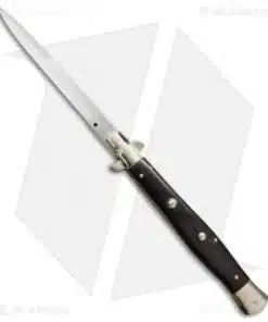 AGA Campolin 13" Automatic Knife Ebony Wood Italian Stiletto (Bayonet Plain)