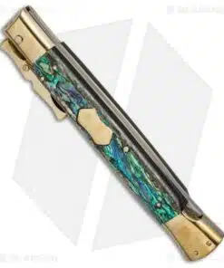 Alternative view of AGA Campolin 13" Bat Swinguard Automatic Brass/Abalone (5.75" Satin Dagger)