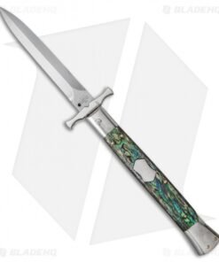 AGA Campolin 13" Bat Swinguard Automatic Knife Abalone (5.75" Dagger)