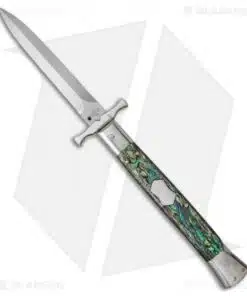 AGA Campolin 13" Bat Swinguard Automatic Knife Abalone (5.75" Dagger)
