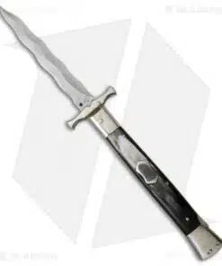 AGA Campolin 13" Bat Swinguard Automatic Knife Dark Horn (5.75" Satin Kriss)