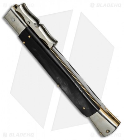 AGA Campolin 13" Bat Swinguard Automatic Knife Dark Horn (5.75" Satin Kriss) - Image 3