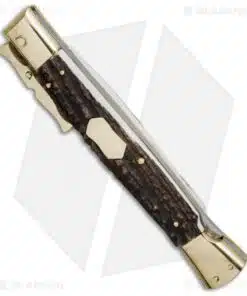 Alternative view of AGA Campolin 13" Bat Swinguard Automatic Brass/Stag Horn (5.75" Satin Bayonet)