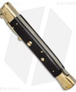 Alternative view of AGA Campolin 13" Swinguard Automatic Knife Brass/Ebony Wood (5.75" Satin Dagger)