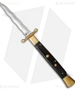 AGA Campolin 13" Swinguard Automatic Knife Brass/Ebony Wood (5.75" Satin Kriss)