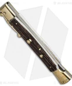 Alternative view of AGA Campolin 13" Swinguard Automatic Knife Brass/Stag Horn (5.75" Satin Kriss)
