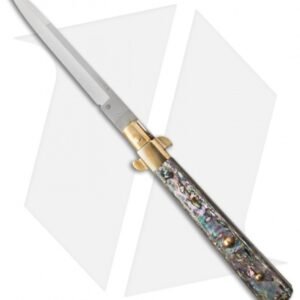 AGA Campolin 13" Italian Frosolone Automatic Knife Brass/Abalone (Bayonet)