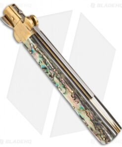 Alternative view of AGA Campolin 13" Italian Frosolone Automatic Knife Brass/Abalone (Bayonet)