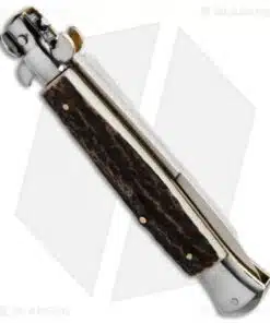 Alternative view of AGA Campolin 10" Brazilian Horn Picklock Stiletto Automatic Knife -Bayonet