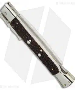 Alternative view of AGA Campolin 13" Bat Swinguard Automatic Knife Stag Horn (5.75" Satin Bayo)