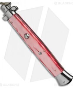 Alternative view of AGA Campolin 18" Stiletto Automatic Knife Pink Acrylic (8" Satin Bayo)