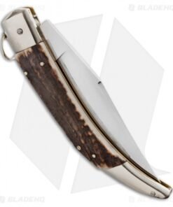 Alternative view of AGA Campolin Catalana Ring Pull Automatic Knife Stag Horn (4.5" Satin)
