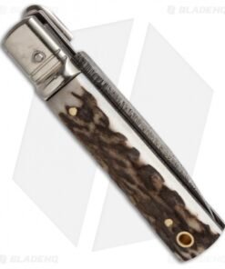 Alternative view of AKC Classic 6" Lever Lock Automatic Italian Knife Stag Horn (2.5" Damascus)