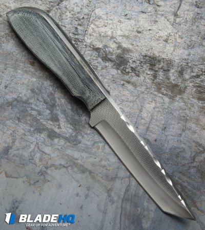 Anza Knives MC-7M Tanto Fixed Blade Knife Black Canvas Micarta (4.5" Plain) - Image 2