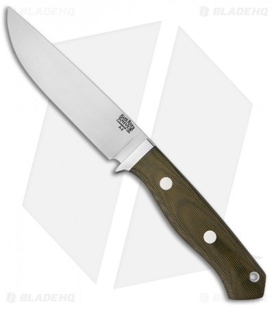 Bark River Camp & Trail Fixed Blade Knife Green Canvas Micarta (5" A-2)